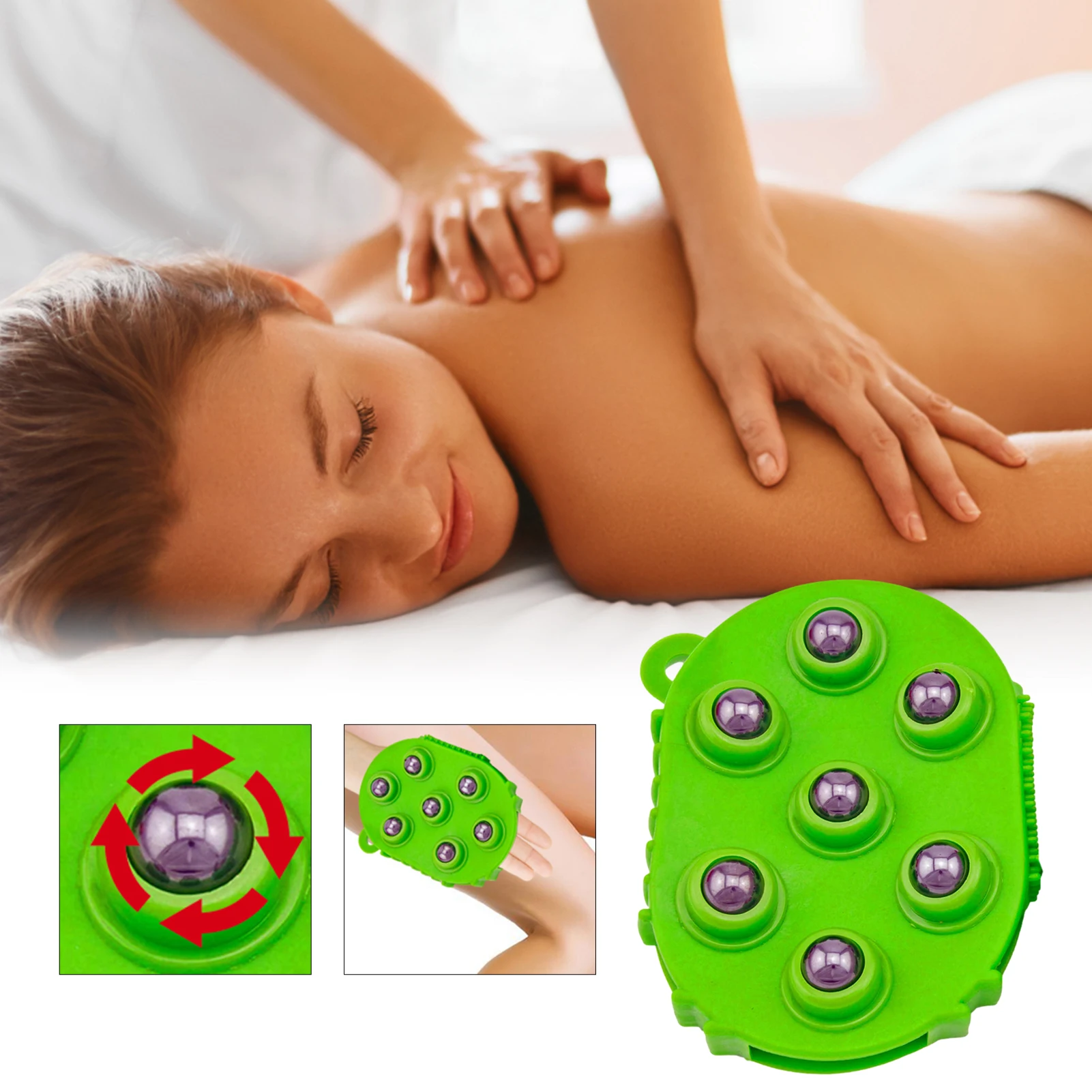 Roller Massage Ball 7 Beads Ergonomics Magnetic Massage Balls Design Silicone Body Anti-Cellulite Muscle Pain Relief Relax Glove