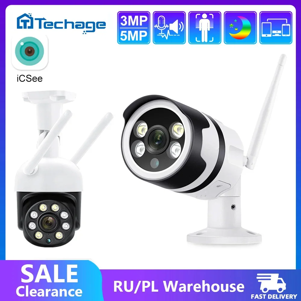 3MP 4MP 5MP PTZ Wi-Fi беспроводной IP камеры Человек обнаруживает двапути наружного наблюдения безопасности цвета ночного видения