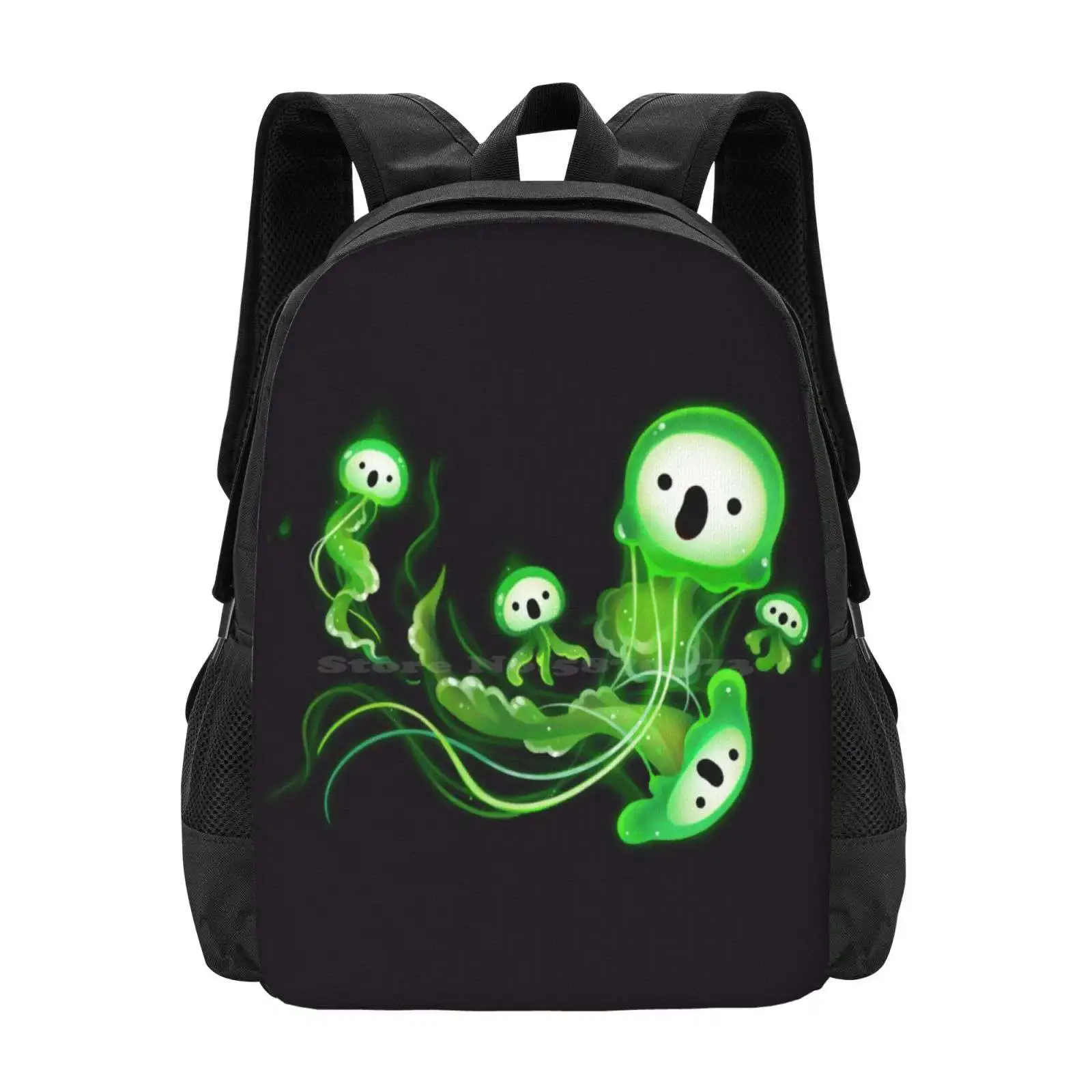 Ghost Jellyfish Large Capacity School Backpack Laptop Bags Sea Jelly Halloween Spooky Kawaii Marine Life Phantom Cute Ghost