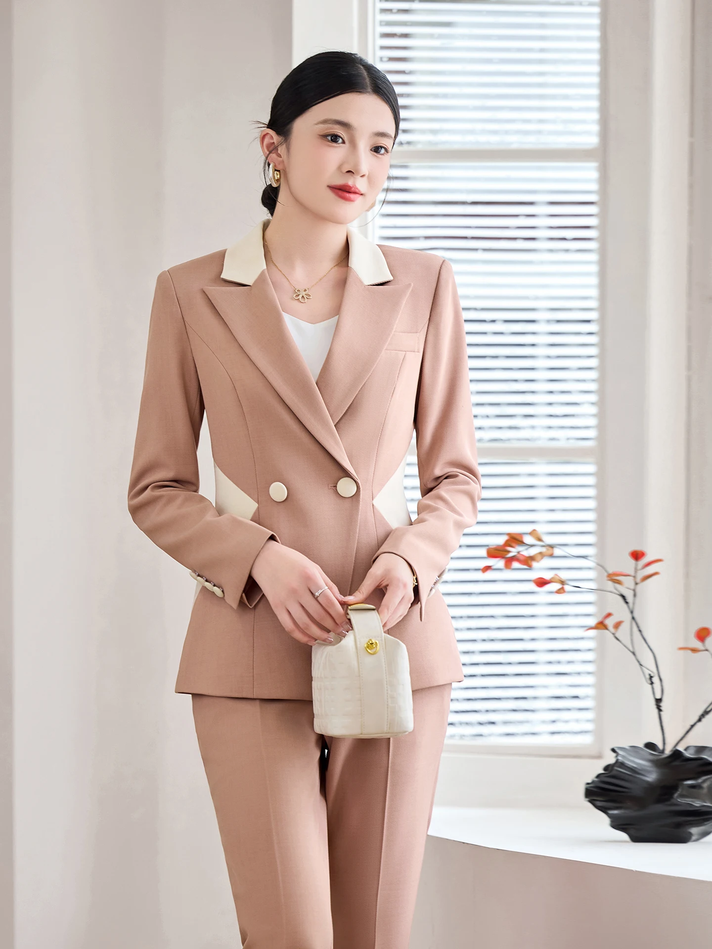 AIyssa Fashionable professional women's attire, exquisite elegant two-piece pant + suit jacket. 2025 autumn winter new styles