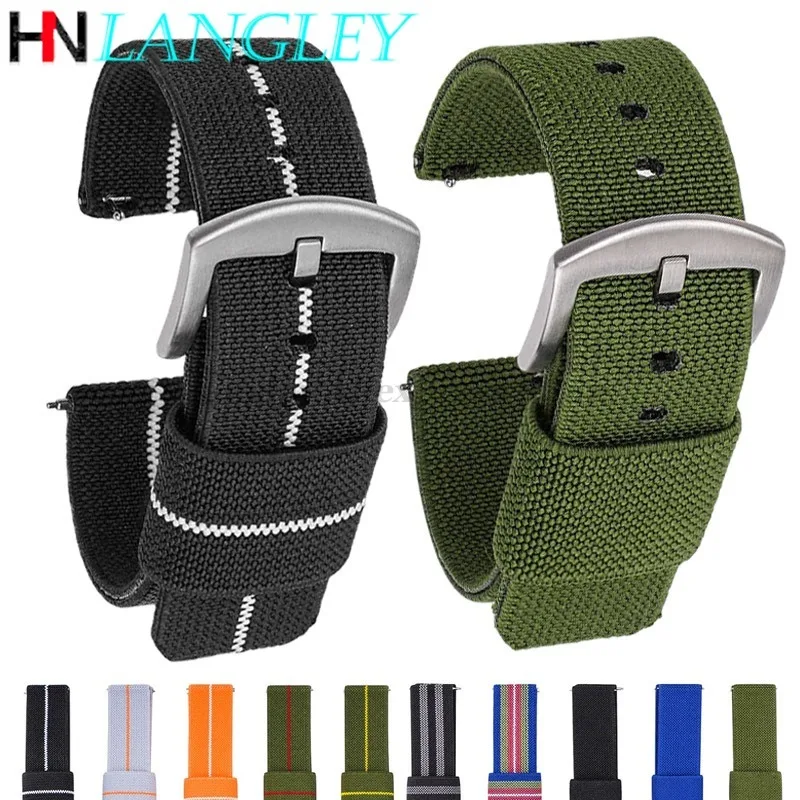 Army Nylon Woven Watch Strap 18mm 20mm 22mm 24mm for Seiko Quick Release Bracelet Sport Wristband for Huawei Watch Gt3/Gt4 46mm