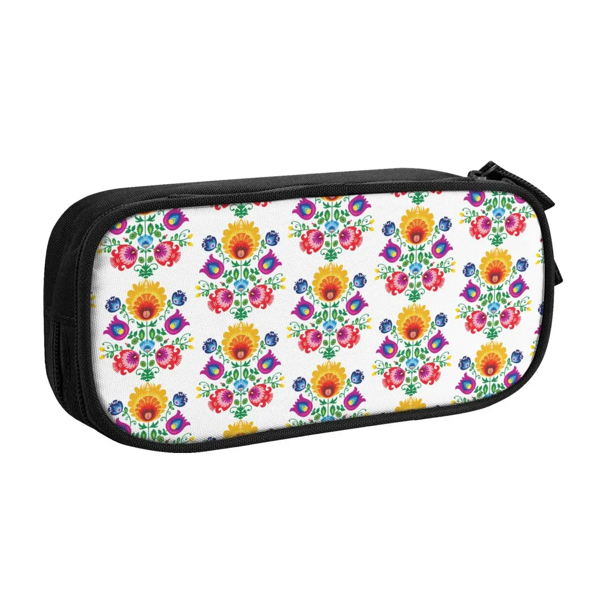 Custom Poland Folk Floral Pencil Case for Girls Boys Big Capacity Polish Floral Art Pen Bag Box School Accessories