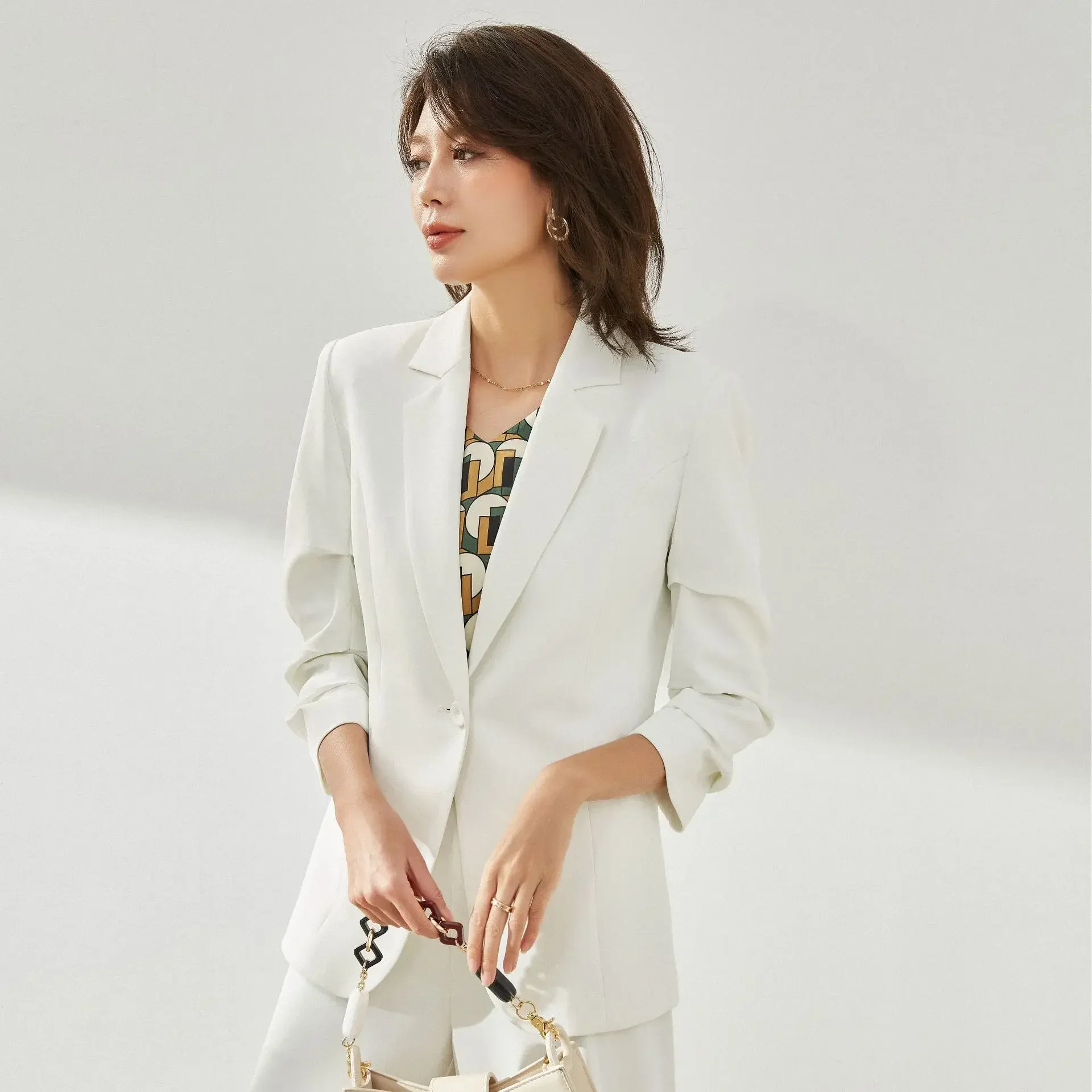 2024 New Summer and Autumn Women Fashion Blazer Single-breasted Jacket Office Coat Elegant Slim Coat Blazer Simple