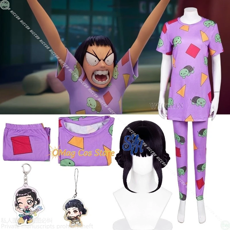 

Аниме фильм Kpop демон косплей костюм Зои охотница фиолетовый пижама с геометрическим принтом Kawaii милая милая униформа костюм Хэллоуин Cos
