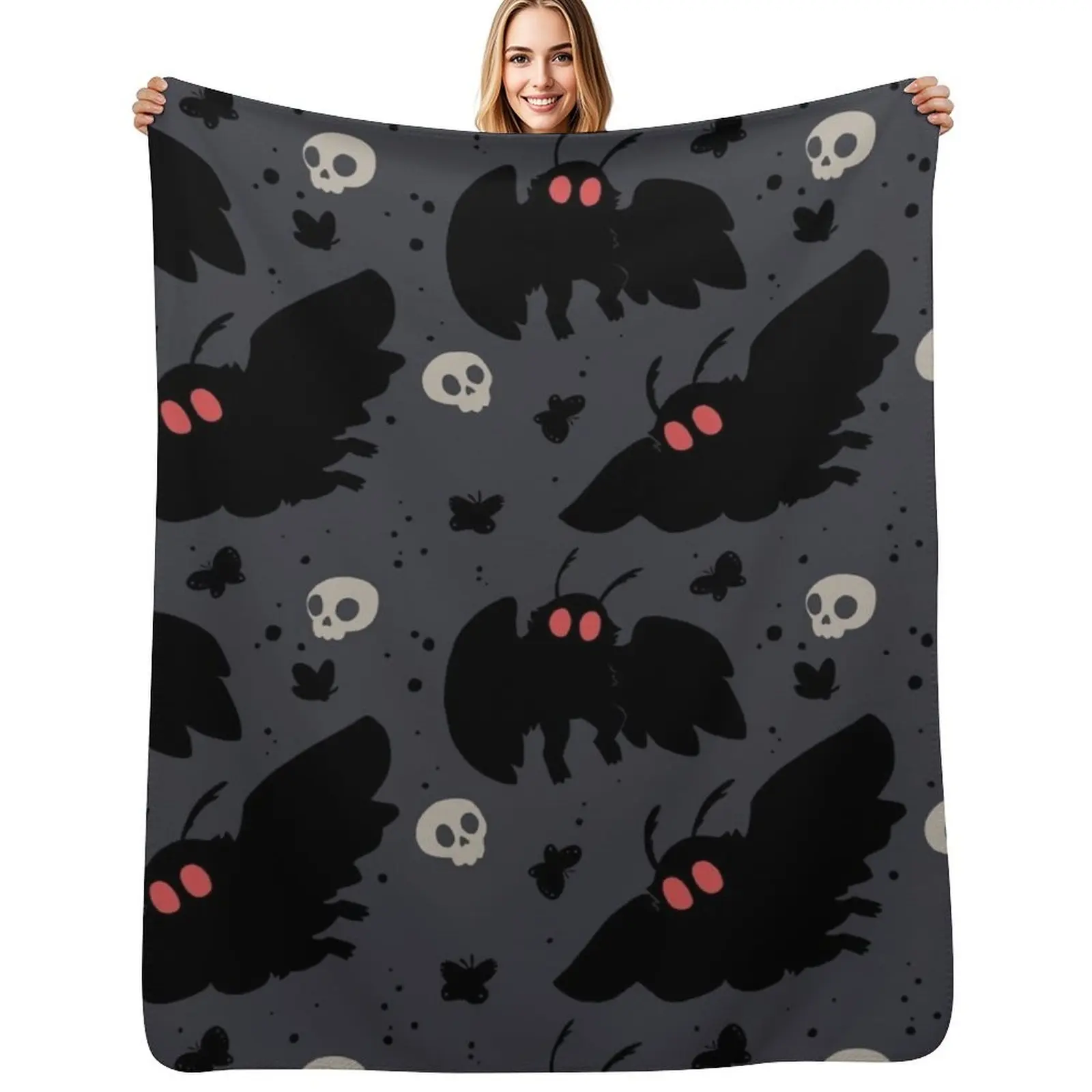 

Mothman - Night Grey Throw Blanket Blankets Sofas Of Decoration halloween wednesday Kid'S Blankets
