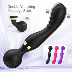 Powerful Double Vibrator Silicone AV Wand G-Spot Massager Dildo Clitoris Nipple Stimulator for Women Sex Toys Couple Adults 18