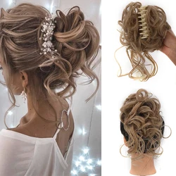 Synthetic Messy Hair Bun Claw Clip In Hair Extension for Women Curly Scrunchie Updo False Natural Hair With Tail Hairpiece