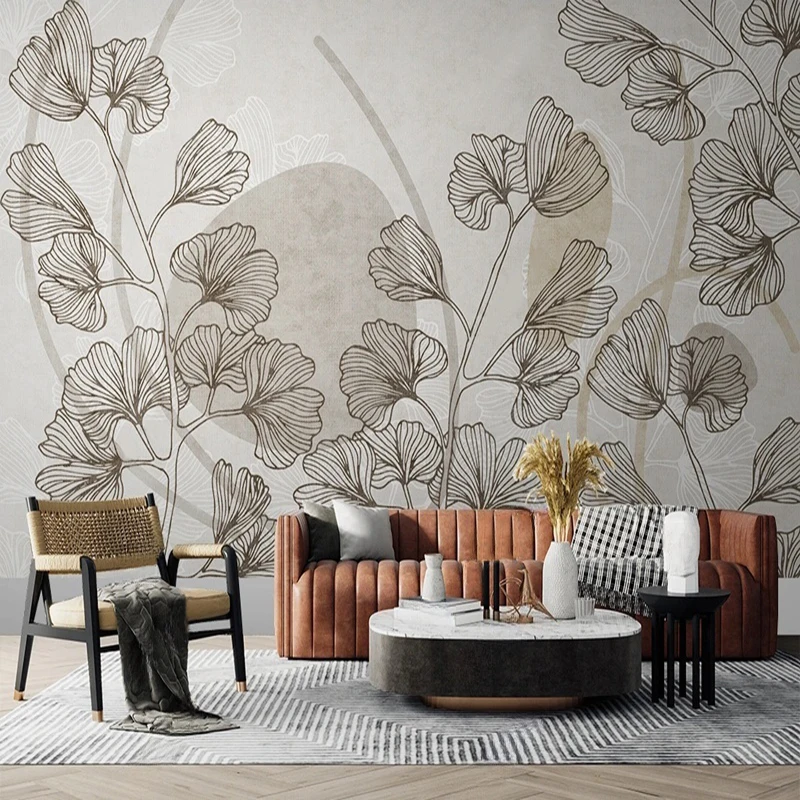 

Nordic Style Custom Photo Mural Simple Natural Leaves Plant 3D Hand-painted Home Docor Wallpaper For Living Room Sofa Background