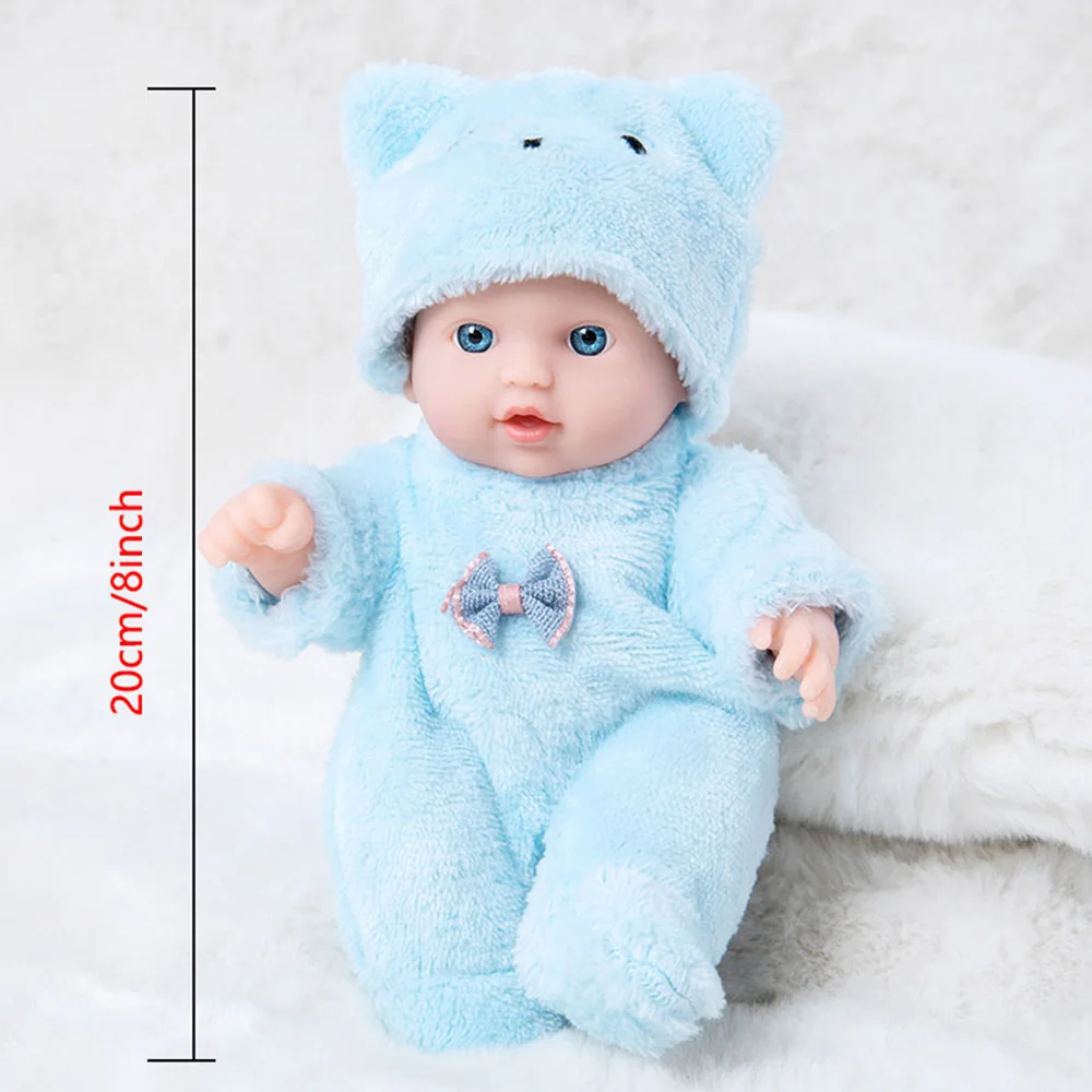 New 8 Inch Plush Bear Baby Doll 20CM Pink and Blue Baby Reborn Doll Girl Gift