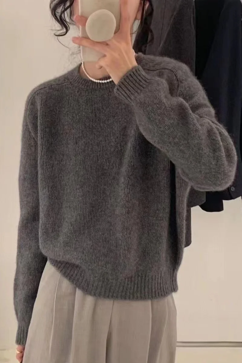 

100% кашемир, женский пуловер с круглым вырезом, свитер, трикотаж с длинными рукавами на осень-зиму, высококачественная удобная женская одежда