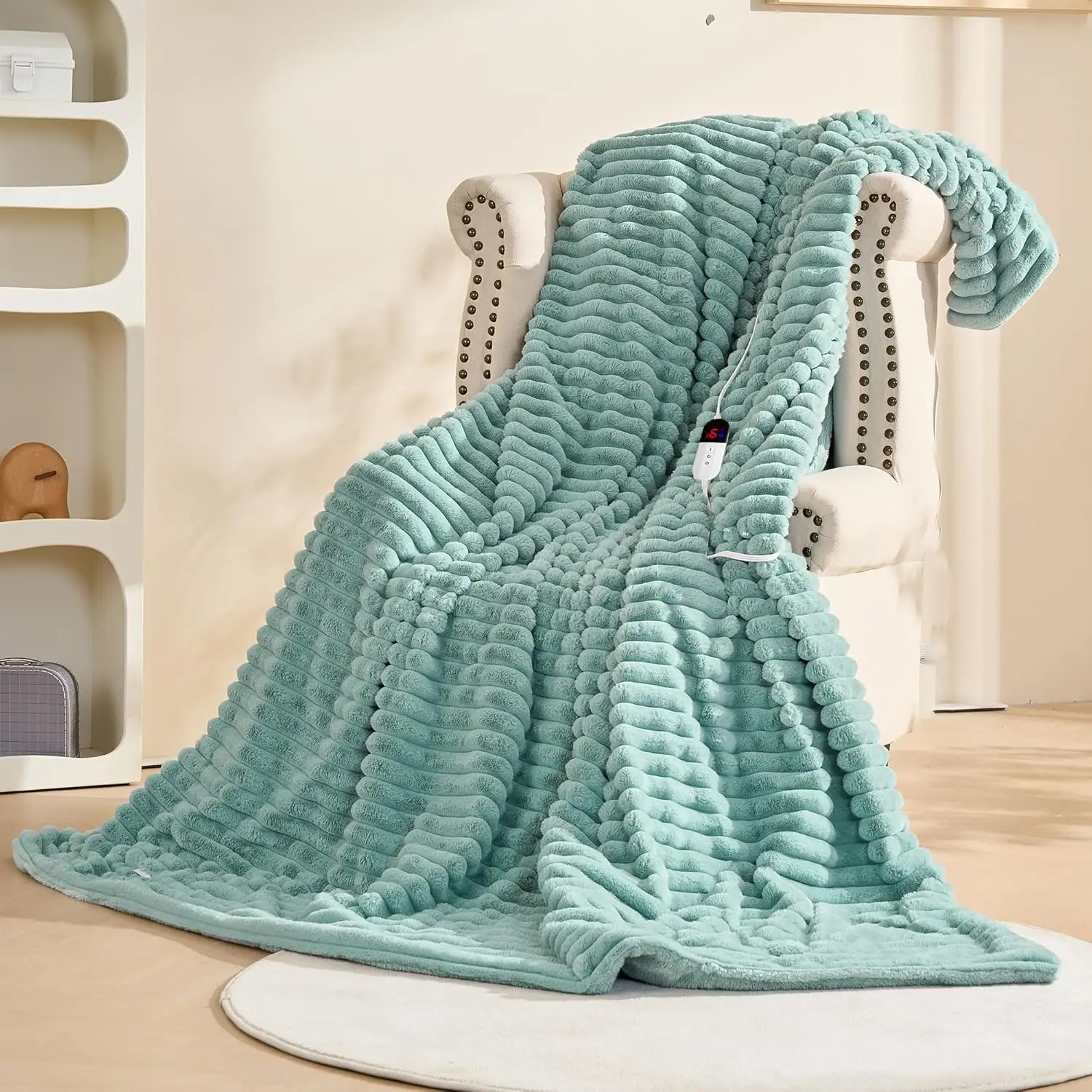 

Heated Electric Blanket Throw, Fast Heating with 6 Levels, Auto-Off, Soft Faux Fur for Home Office Couch