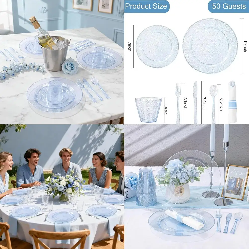 Blue Glitter 50Pc D…