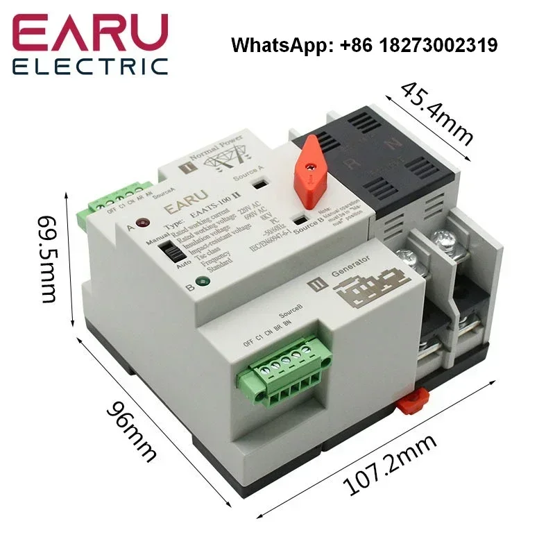 2/3/4P 100A 110V220V Mini ATS Interruptor de transferência automática Interruptor de seleção elétrica Dual Power On