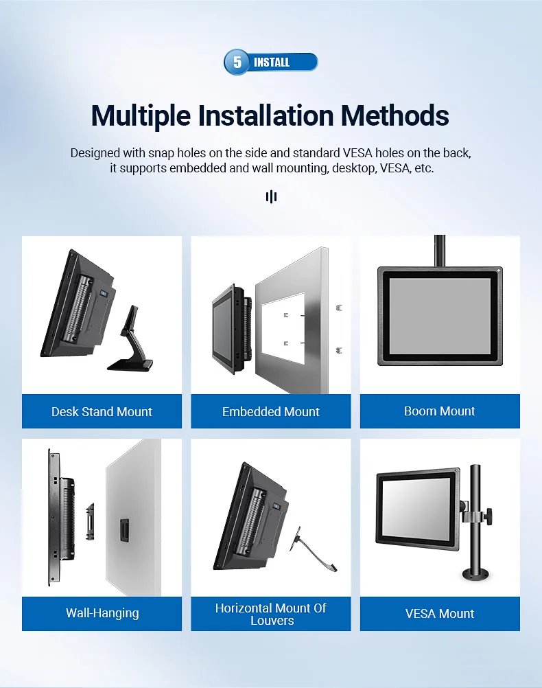 High Brightness 1000 Nits 15.6 21.5 24 Inch Embedded/Vesa Wall Mounted Waterproof Industrial Lcd Capacitive Touchscreen Monitor