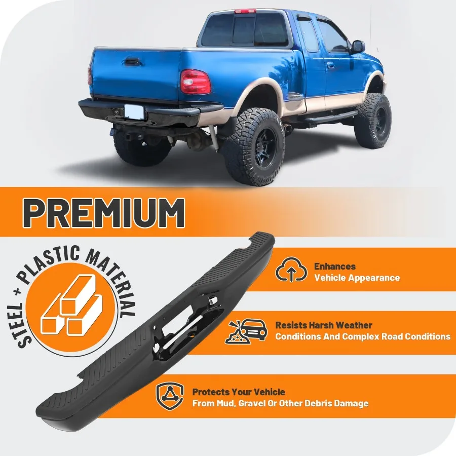 Black Rear Bumper Assembly For  F150 1997-2003/ Heritage 2004 Flareside Bed