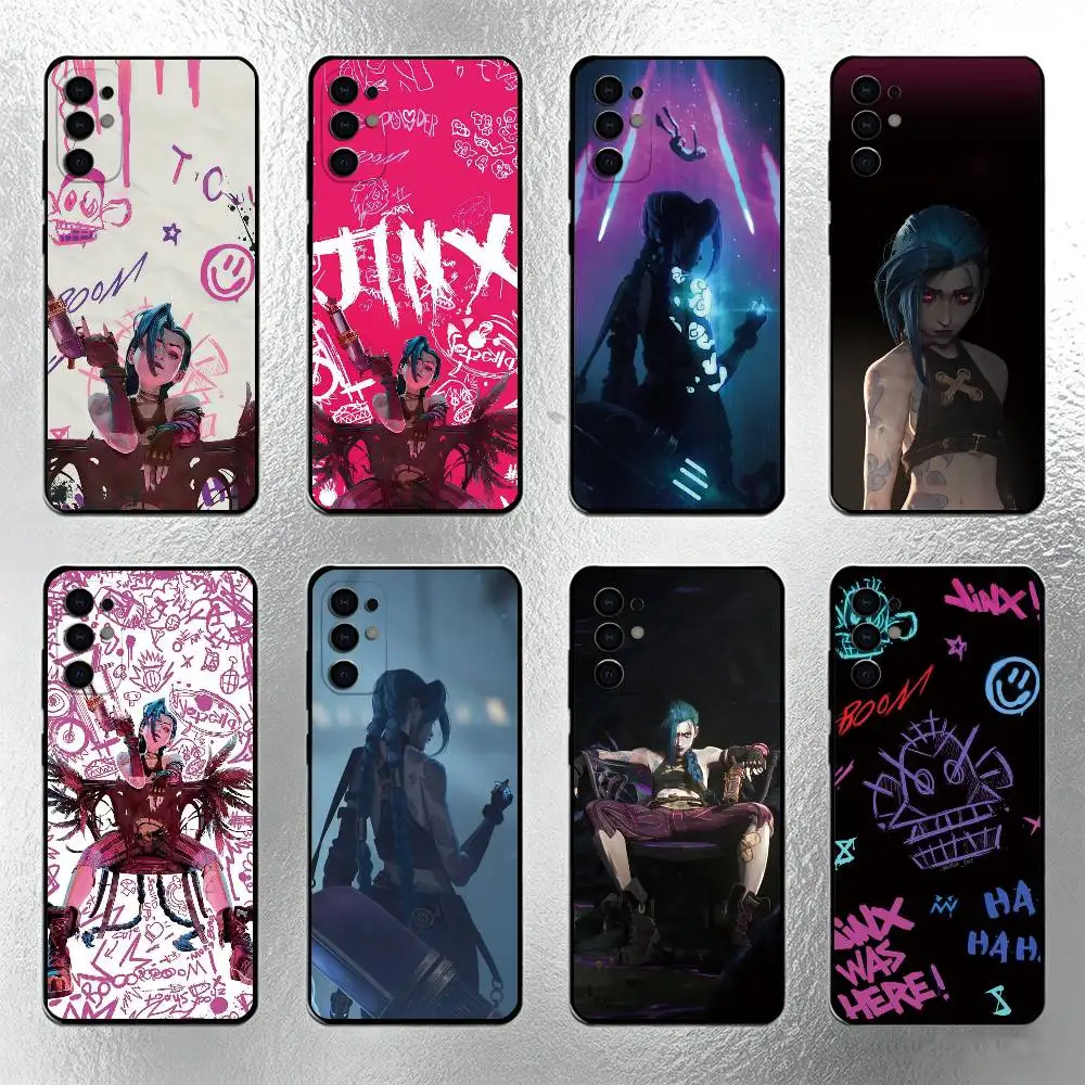 Funda de Silicona Suave Negra para Teléfono Samsung S25, S24, S21, S22, S23, S30, Ultra, S20, Plus, Fe, con Diseño de J-Jinx de League of Legends