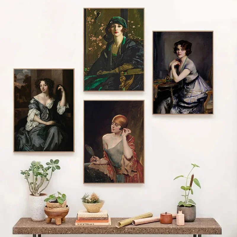 Canvas Painting Renaissance Women Portrait Retro Art Victorian Classic Prints Wall Art Picture Living Room Home Decor Wall Decor