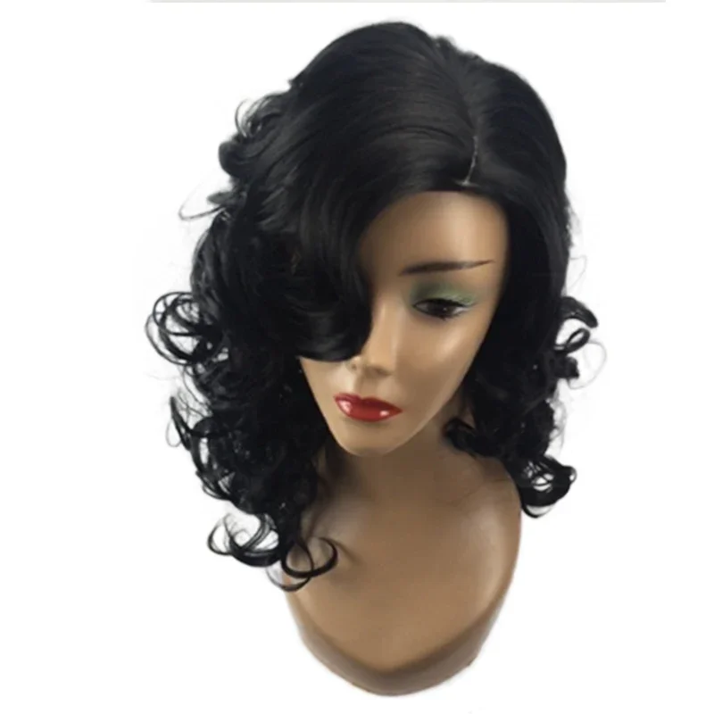 Heat Resistant Short Synthetic Curly Wavy Wig Natural As Real Hair Loose Wave Hair Cosplay Party Wigs for Black Women Perruque