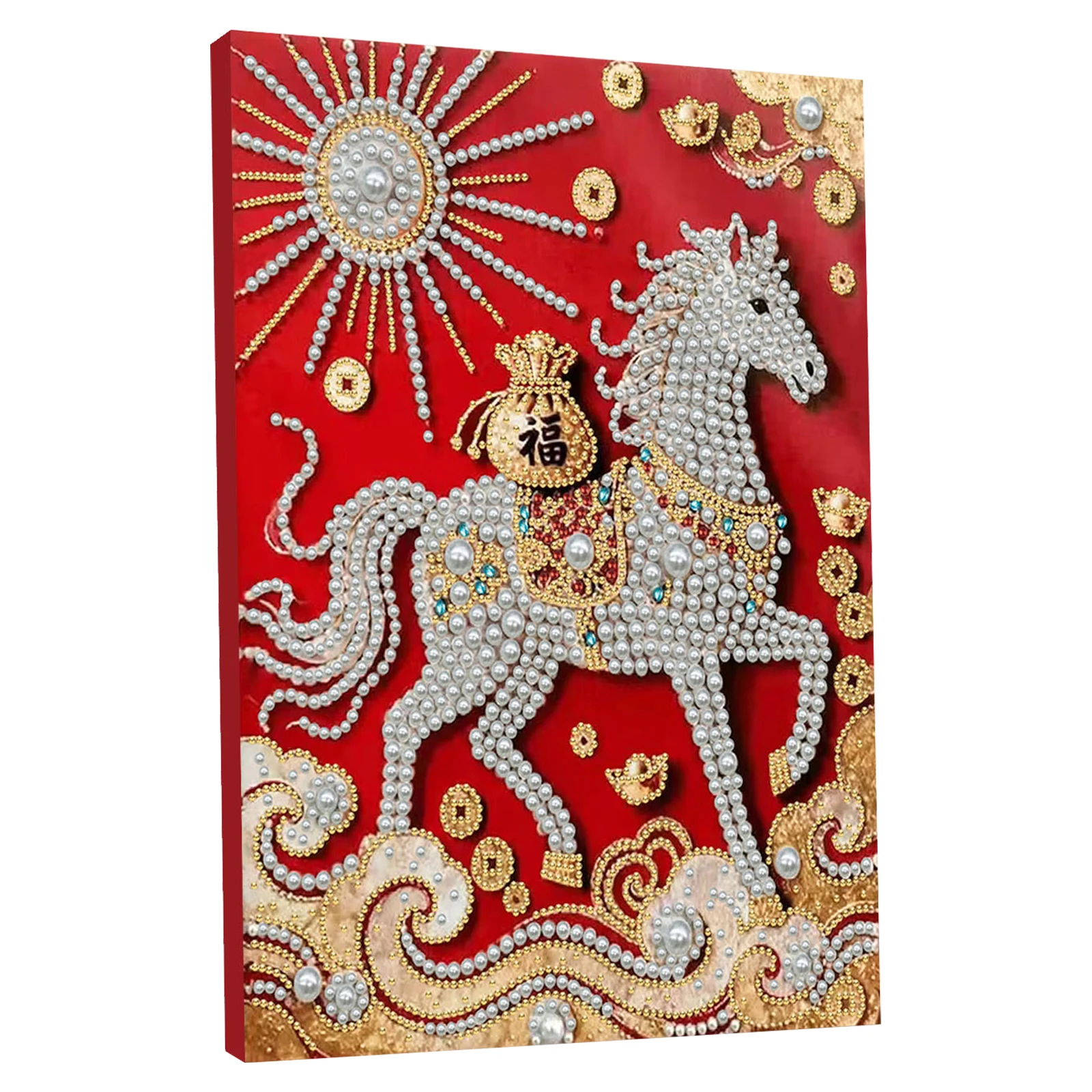 

Horse DIY Pearl Dot Painting w/Frame Pearl Art Painting 30x40cm for Home Decor