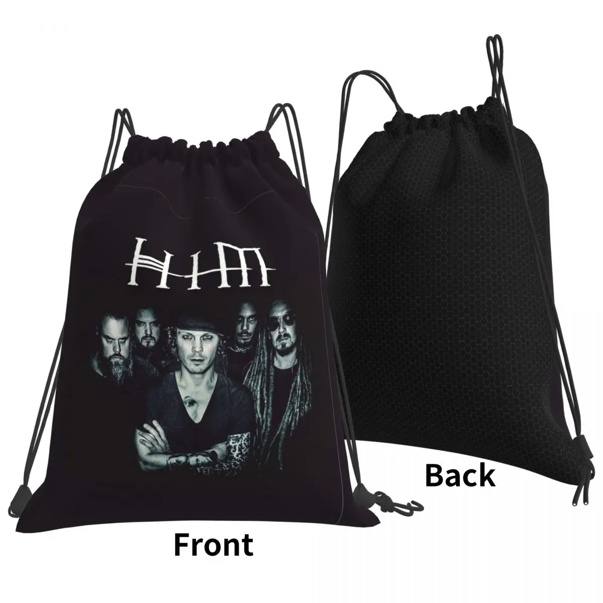 Him Band Washed Him Ville Valo Razorblade Romance Backpacks Casual Drawstring Bags Sports Bag Book Bags for Travel Students