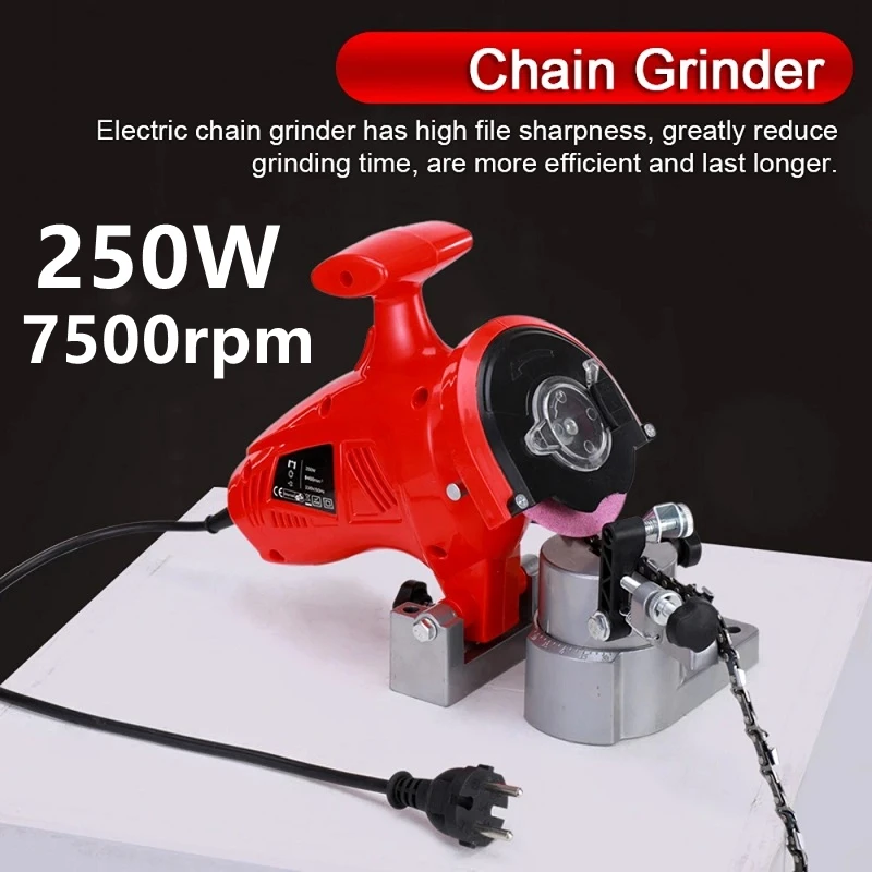 

7500rpm 250W Tabletop Electric Chain Grinder Professional Sawchain Polisher Electric Chain File Grinding Tools Pure Copper Motor