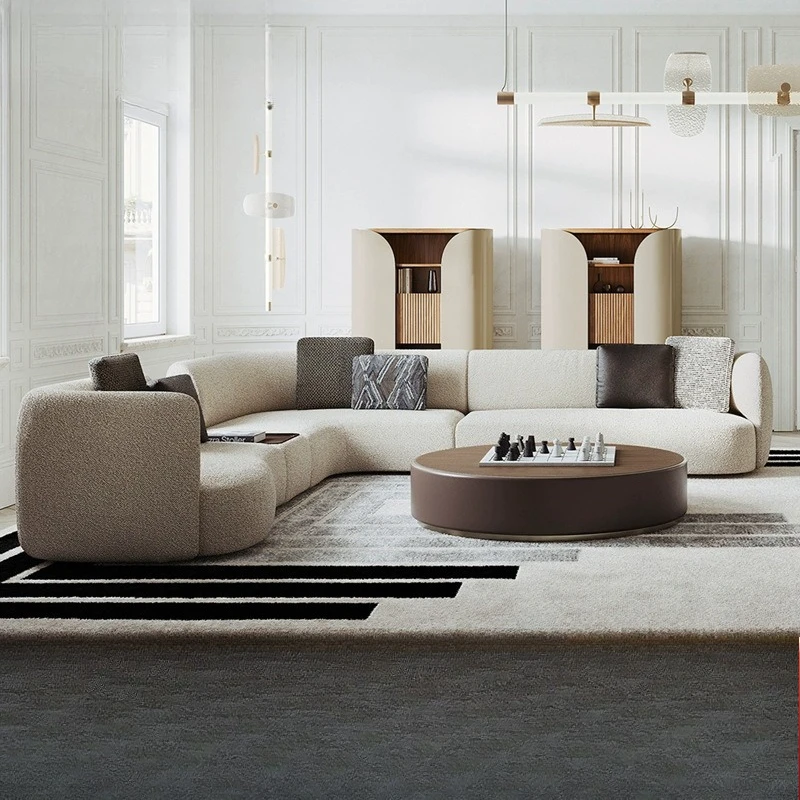 

Italian minimalist curved sofa living room hotel designer furniture fabric corner module combination sofa