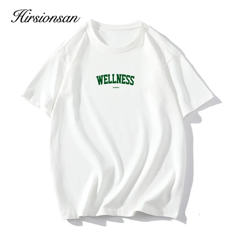 Hirsionsan Wellness nadruk list T-Shirt wycięcie pod szyją Top na co dzień na lato wiosna Top damski Y2k