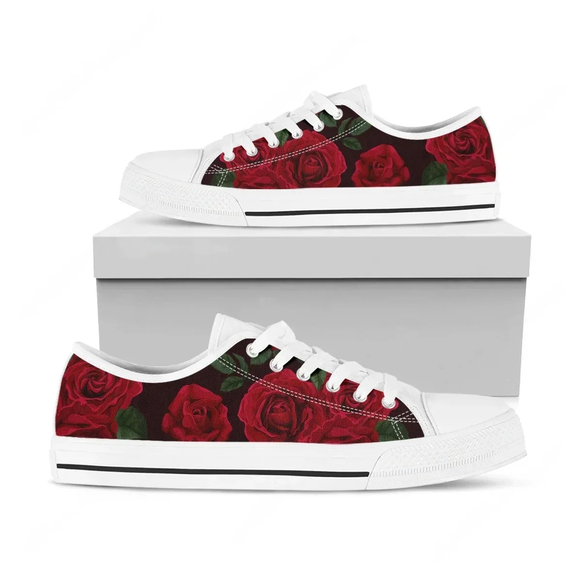 Black Red Rose Flower Designer Low Top High Quality Sneakers Mens Womens Teenager Canvas Light Sneaker Couple Shoes Custom Shoe