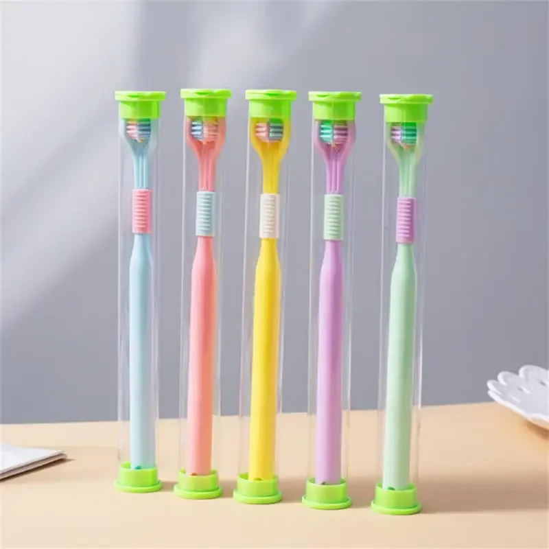 Stereo Three-Sided Toothbrush PBT Ultra Fine Soft Hair Adult Toothbrushes Tongue Scraper Deep Cleaning Oral Care Teeth Brush