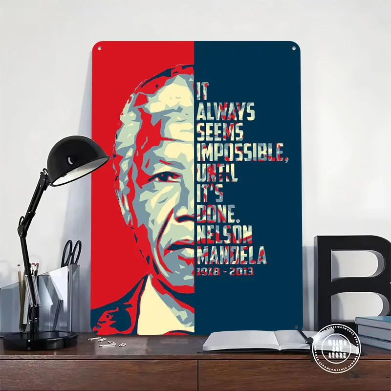 Nelson Mandela Quotes Printing Poster Customized Retro Wall Art Vintage Metal Signs for Mancave Gaming Room Decoration Garage
