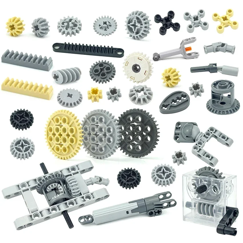 Technical Gear Bricks Part Worm Rack Axle Pin Classic Differential Gear MOC Train Car Crane Model DIY Building Blocks Toys 32494