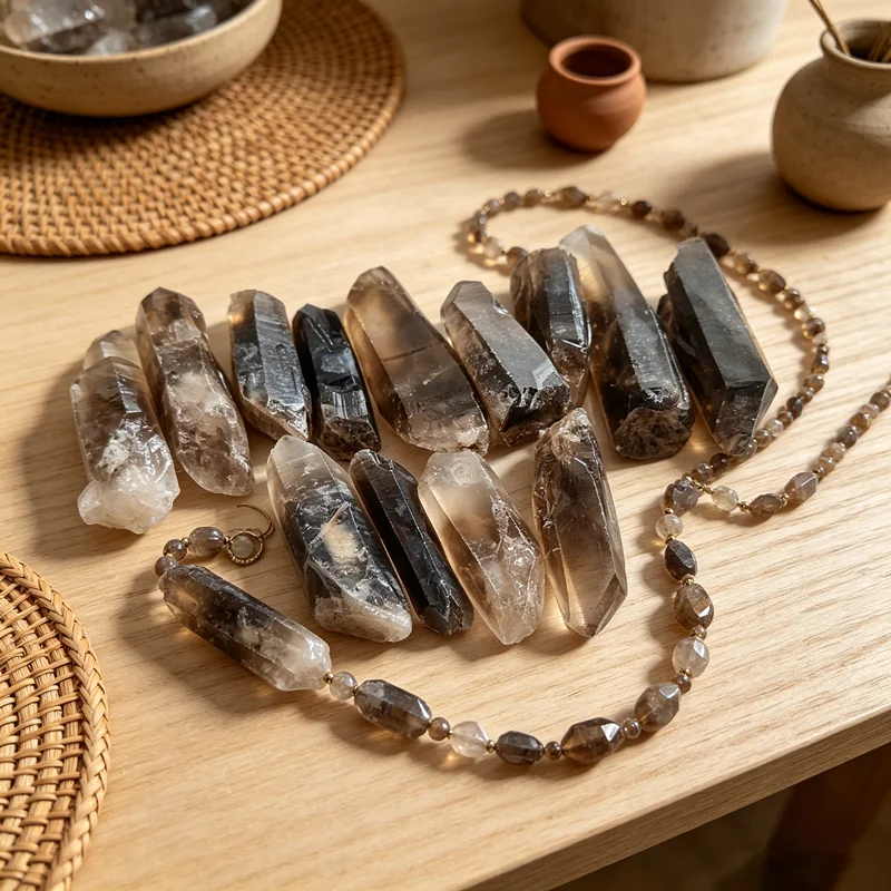 Natural Smoky Quartz Crystal Points Specimen Reiki Healing Stone Hexagonal Prisms Obelisk Wand Tower Energy Meditation Decora