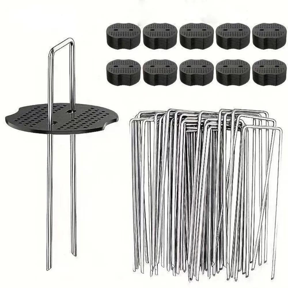 U-type Garden Staples Heavy-duty Fence Tubing Stakes Sod Pins Galvanized Landscape Spike for Holding Lawns Barrier Ground Nail