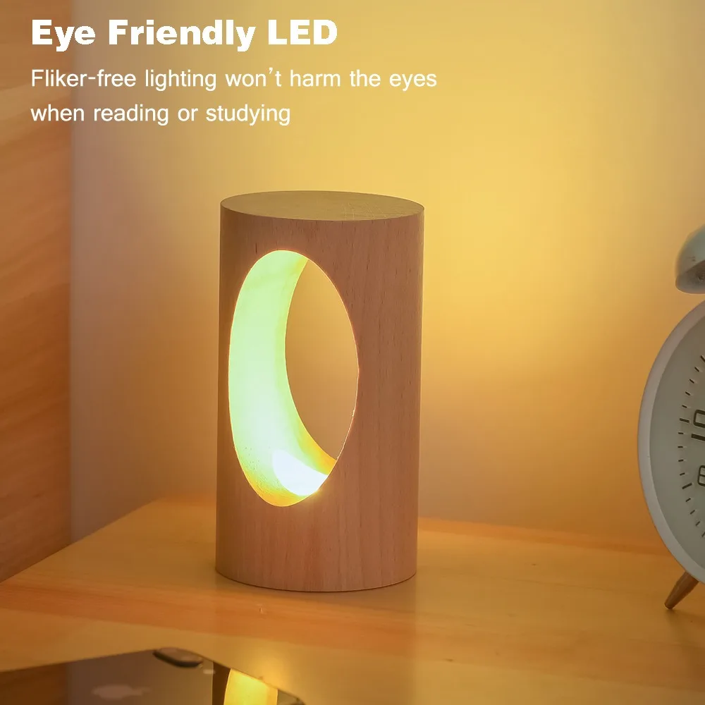 Smart solid wood led night light creative gift new unique USB adjustable table Lantern gift Soft lighting and warm light