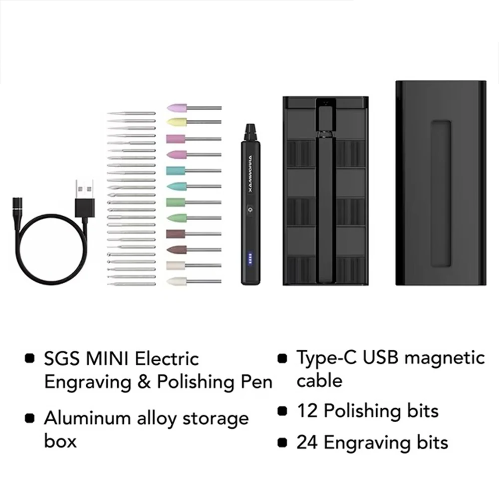 قلم نقش فائق من ARROWMAX SGS - مجموعة أدوات دوارة لاسلكية مع 42 قطعة للنحت الكهربائي على المعدن والخشب وKATWAY HH-AA215
