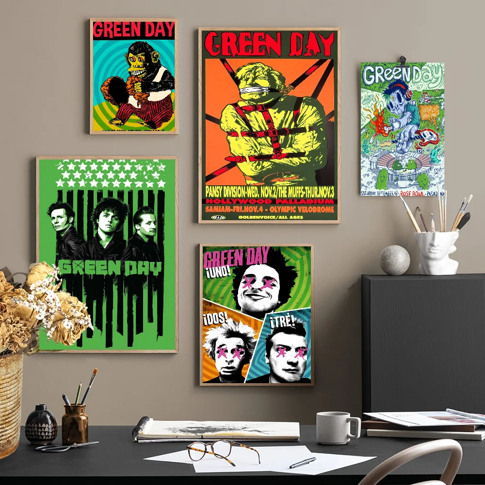 G-Green D-Day A-American I-Idiot Classic Movie Anime Posters Sticky Waterproof Paper Sticker Coffee House Bar Kawaii Room Decor