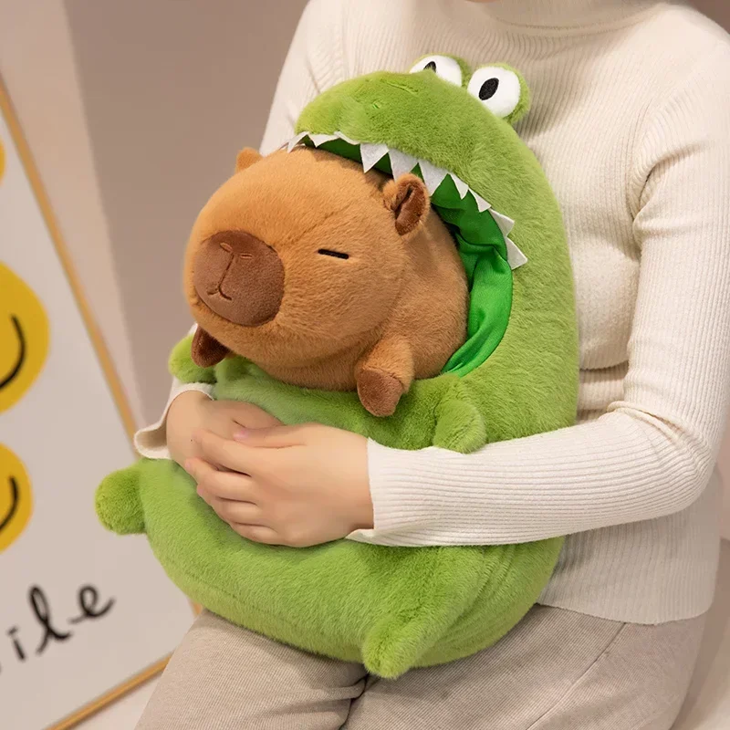 

30/40cm Capybara With Green Dinosaur Plush Doll Cute Soft Stuffed Animals Capibara Anime Toy Kawaii Plushie Christmas Gift