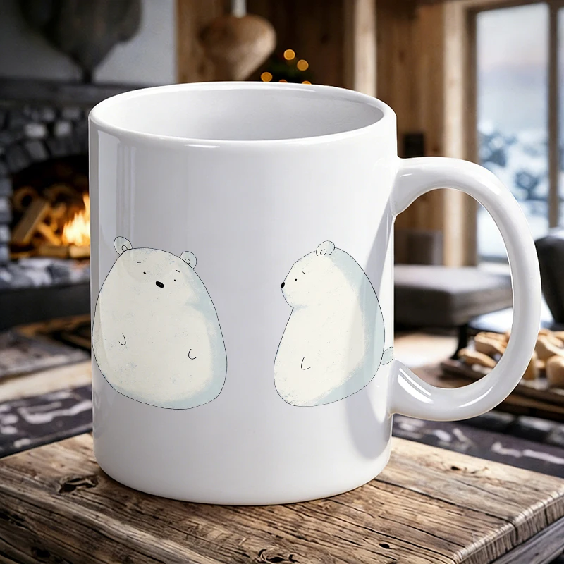 

1PCS Chubby Polar Bear Ceramic Cup, Coffee Cup, Milk Cup, Office Tea Cup, Drinking Cup, Fade-Resistant, Gift for Friends