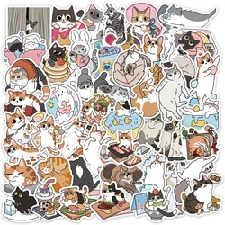 50Pcs Cute Cat Stickers Love And Kitten DIY Stickers Scrapbooking Phone Luggage Skateboard Waterproof Decals
