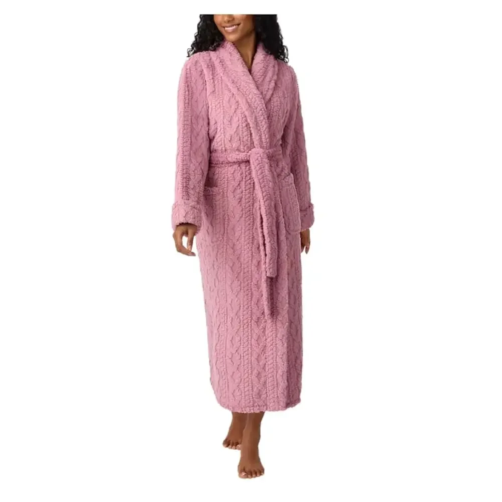 

Women's Cable Knit Cozy Wrap Robe with Pockets