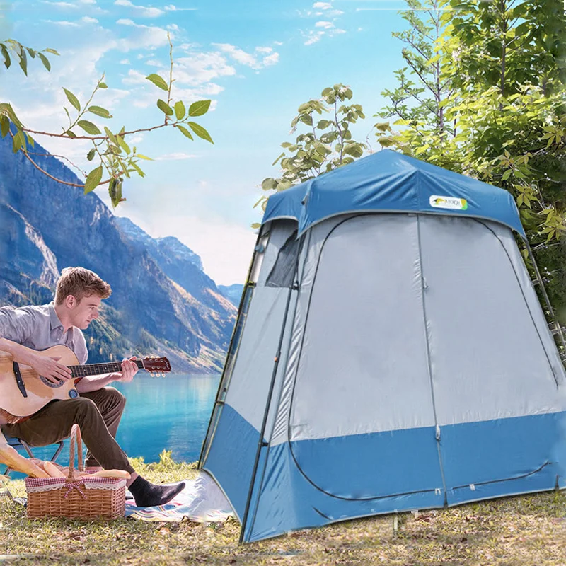 

2 Person 220cm*170cm*220cm Large Size Two Room Camping Outdoor Folding Toilet Dressing Bathing Large Gazebo Fishing Tent