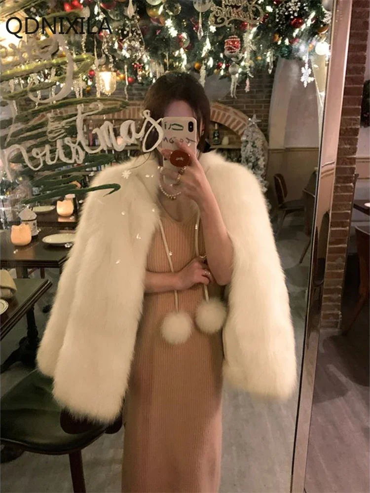 Winter Coats for Women New in Coats Korean Version Imitation Fox Fur Slim Faux Fur Coat Winter Fur Jacket Women's Clothing