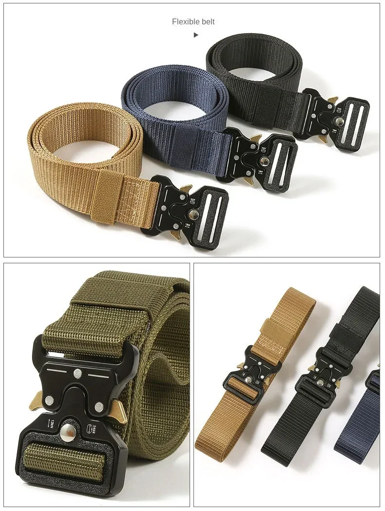 Camouflage Belt Nylon Waistband Quick Release Hunting Training Strong Metal Buckle Police Black Army Belts for Men and Women view 6