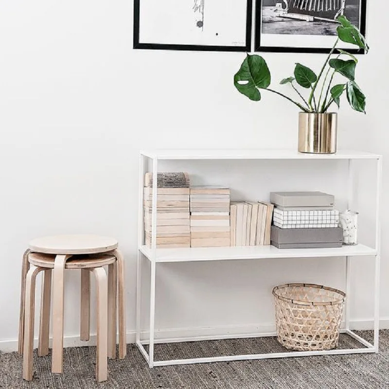 Nordic Shelf Living Room Kitchen Corner Shelf Office Wrought Iron Bookshelf Metal Simple Multi-layer