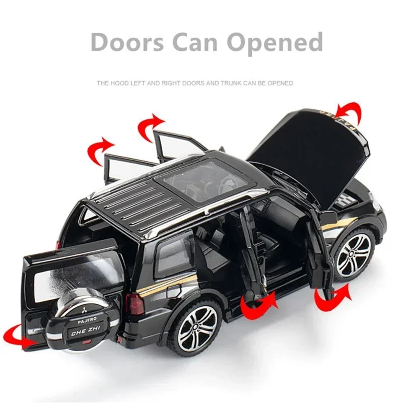 รถโมเดลจำลองมิตซูบิชิ ปาเจโร่ SUV อัลลอยด์ ขนาด 1:32 ของเล่นรถโลหะ ของสะสม พร้อมเสียงและไฟ ของขวัญ