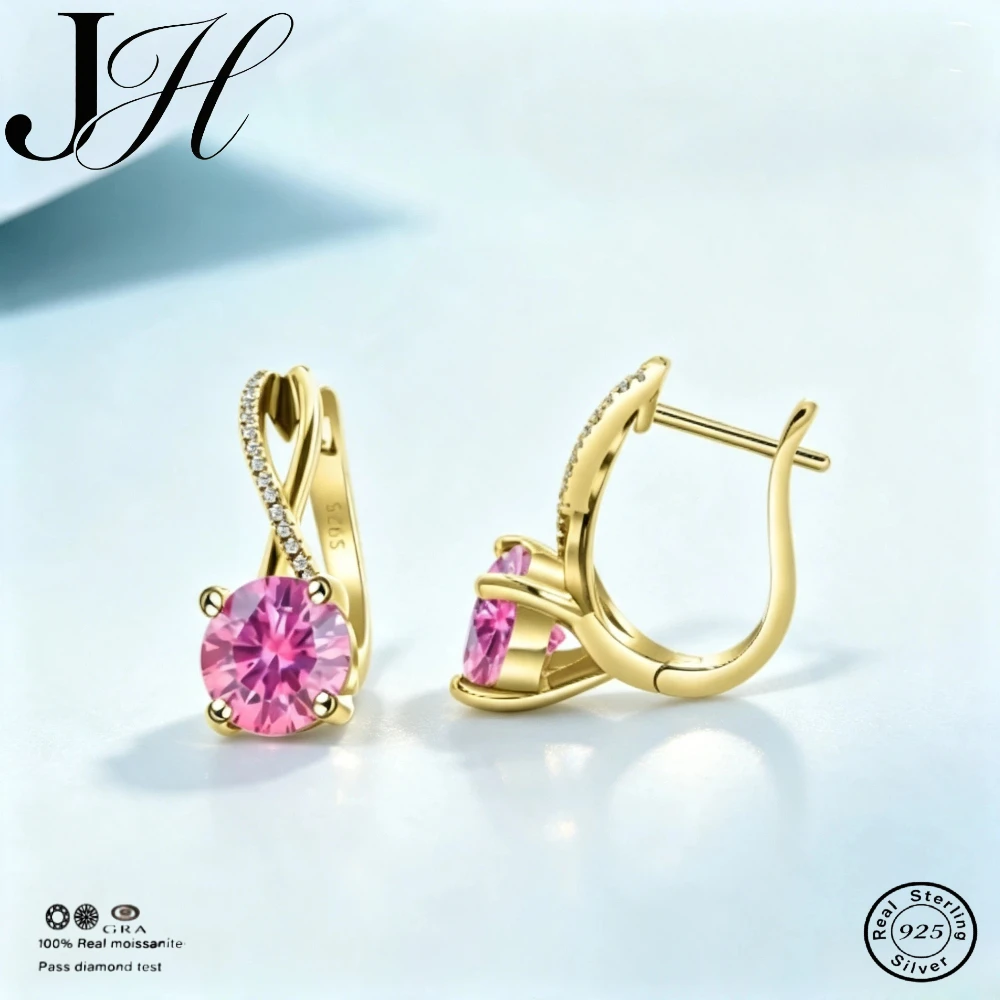 JOIASHOME Elegant 2 Carat moissanite Women's Stud Earrings 100% 925 Sterling Silver Earrings with Certificate VVS1 Fine Jewelry