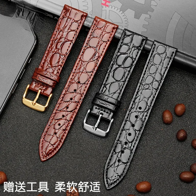 

Genuine Leather Watch Strap for Longqin Jialan Magnificent Tissot BINGER Bestdon round Pattern Watch Band Men 13 18 20mm