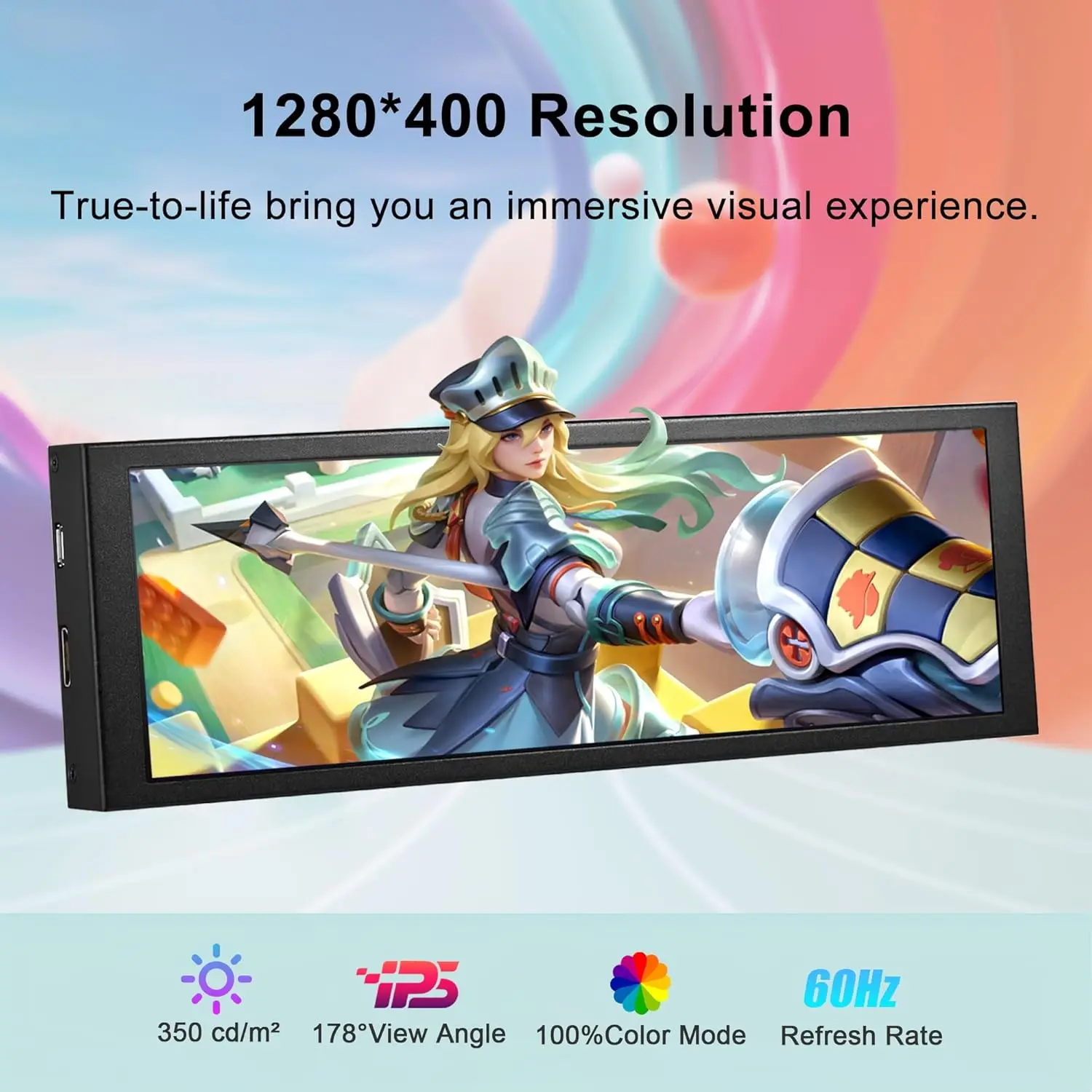 Wisecoco 7.84 Inch1280x400 Secondary Monitor Mini Portable Monitor Auxiliary Aida64 Sub Display For PC CPU GPU SSD Monitoring