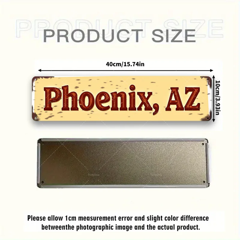1 قطعة علامة معدنية، 4 × 16 بوصة "ريفي فينيكس، علامة AZ - فن معدني عتيق للديكور المنزلي" #3