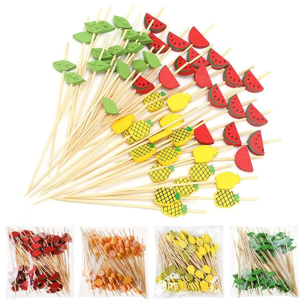 Sandwich Toothpicks Cupcake Fruit Fork Toothpick Skewer Bamboo Picks Fruit Sticks Food Fruit Cocktail Decor Handmade Toothpicks